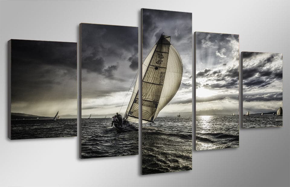 Framed 5 Panels -Sailboat