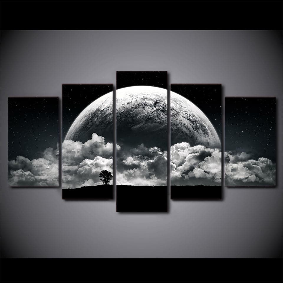 Framed 5 Panels - Moon