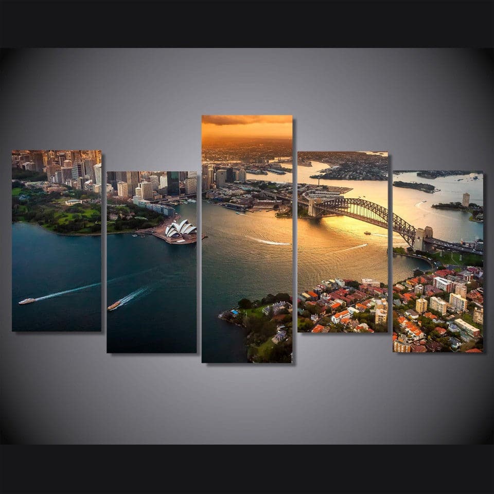 Framed 5 Panels - Sydney
