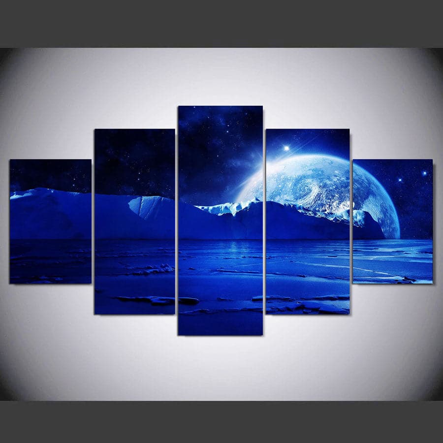 Framed 5 Panels - Blue Moon