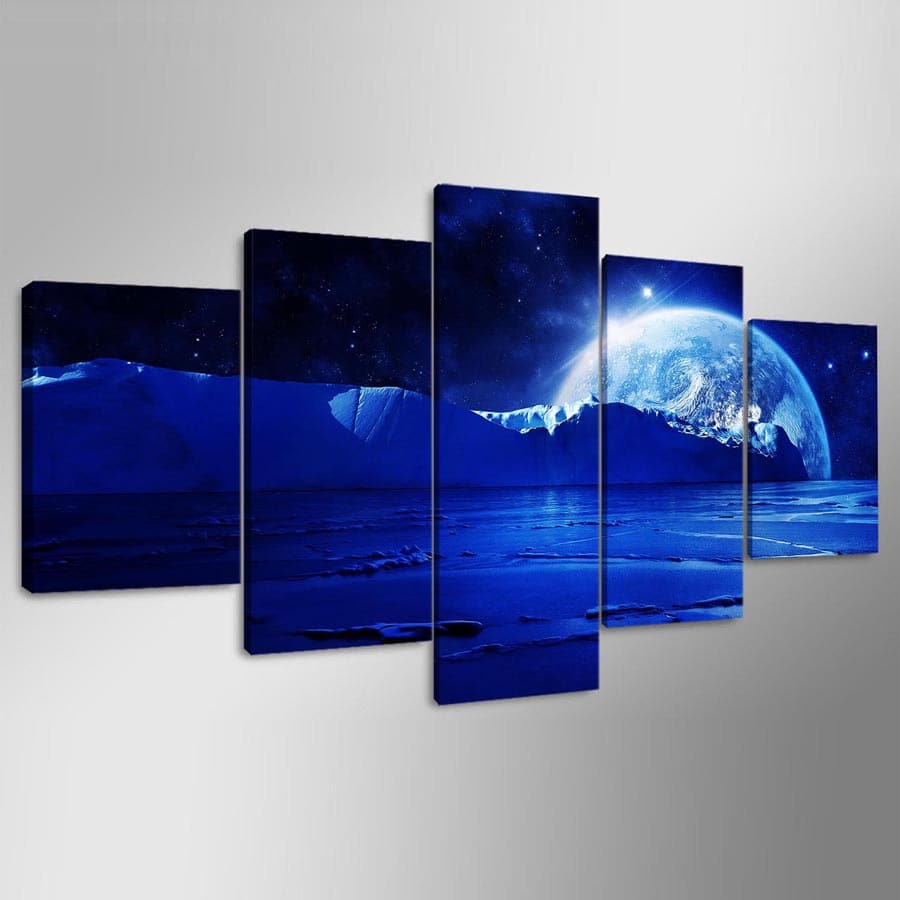 Framed 5 Panels - Blue Moon