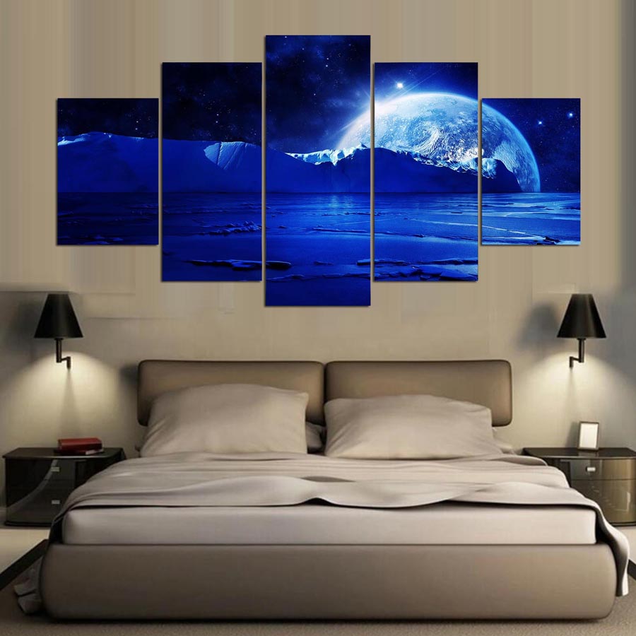 Framed 5 Panels - Blue Moon