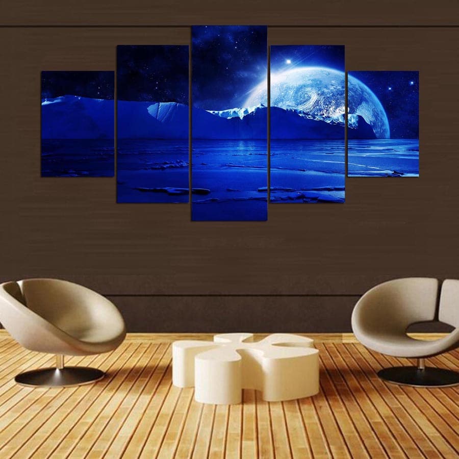 Framed 5 Panels - Blue Moon