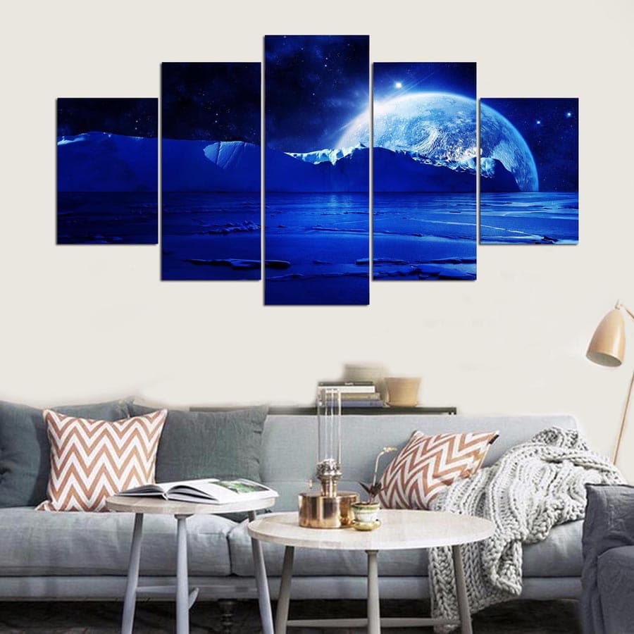 Framed 5 Panels - Blue Moon