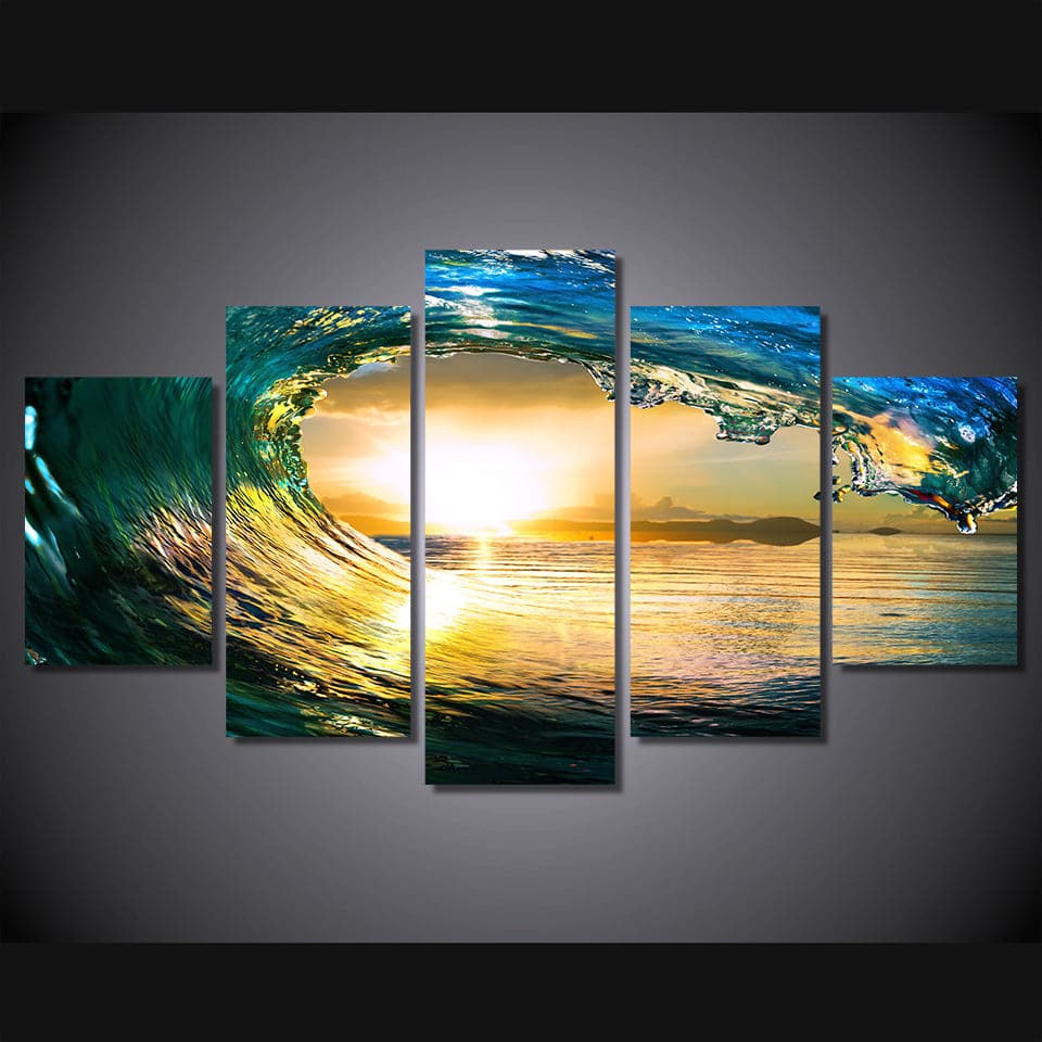 Framed 5 Panels - Wave