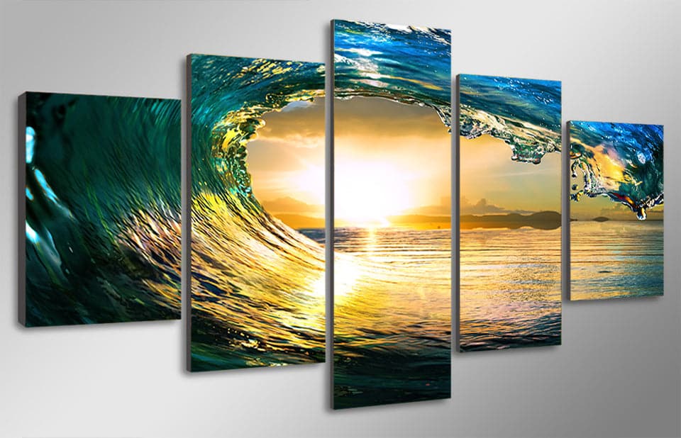 Framed 5 Panels - Wave