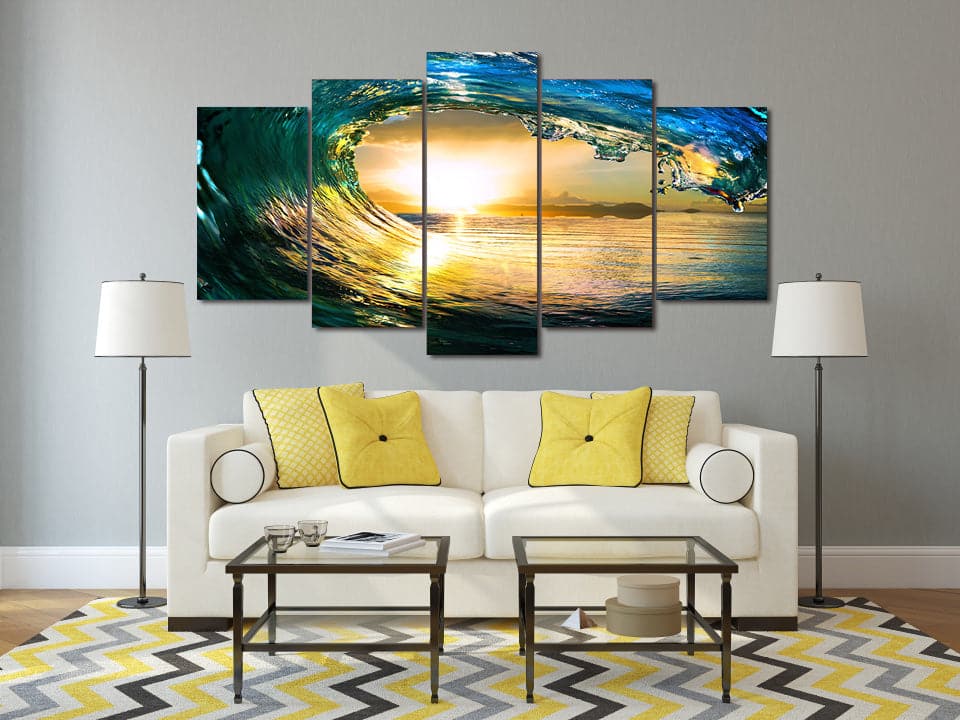 Framed 5 Panels - Wave