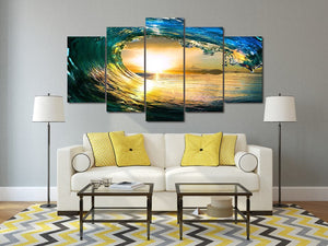 Framed 5 Panels - Wave