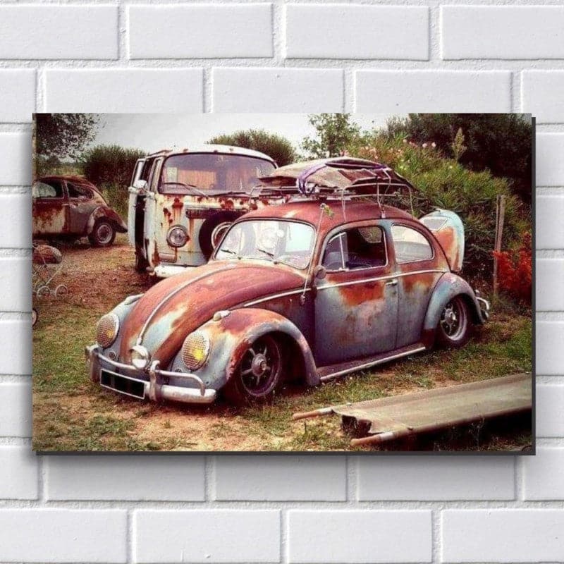 Pine Stretched  Framed 1 Panel - Classic VW  Beetle