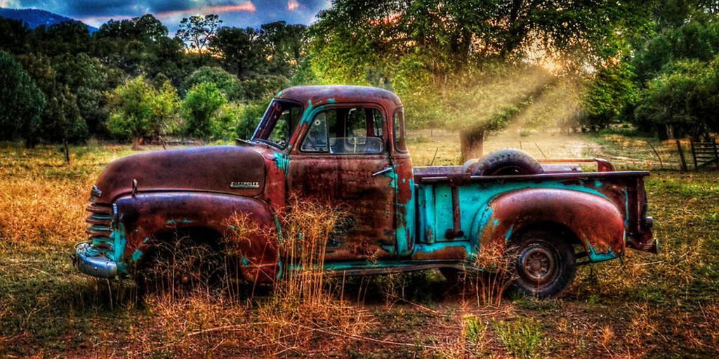Pine Stretched  Framed 1 Panel - Rustic Truck