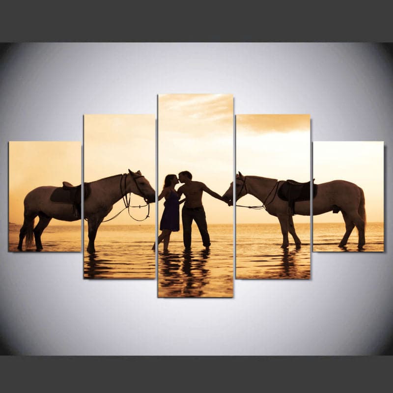 Pine Stretched  Framed 5 Panels - Love