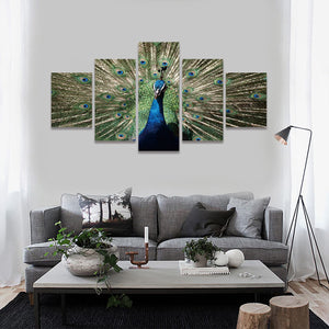 Framed 5 Panels - Peacock
