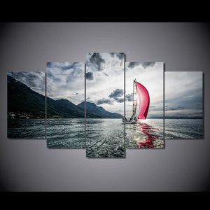 Framed 5 Panels - Sailboat