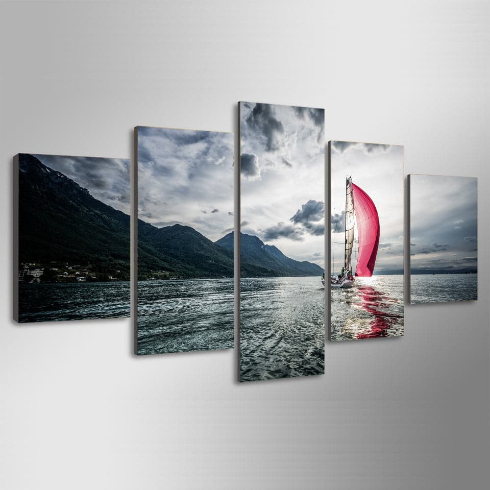 Framed 5 Panels - Sailboat