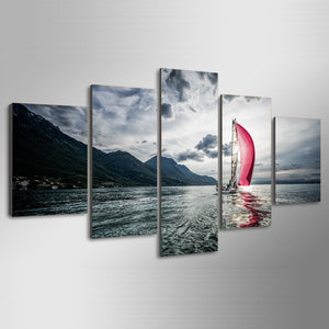 Framed 5 Panels - Sailboat