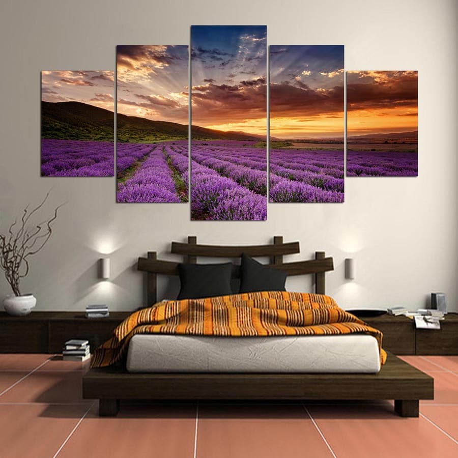 Framed 5 Panels - Lavender