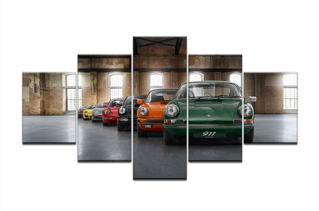 Pine Stretched  Framed 5 Panels - Porsche Evolution