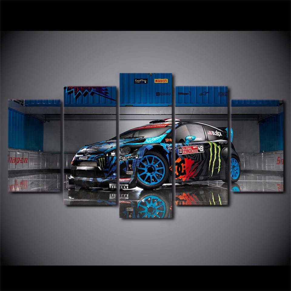Pine Stretched  Framed 5 Panels - Ken block's Ford