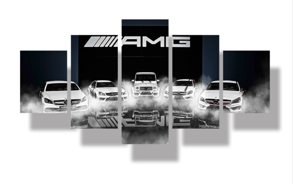 Pine Stretched  Framed 5 Panels - Mercedes - AMG