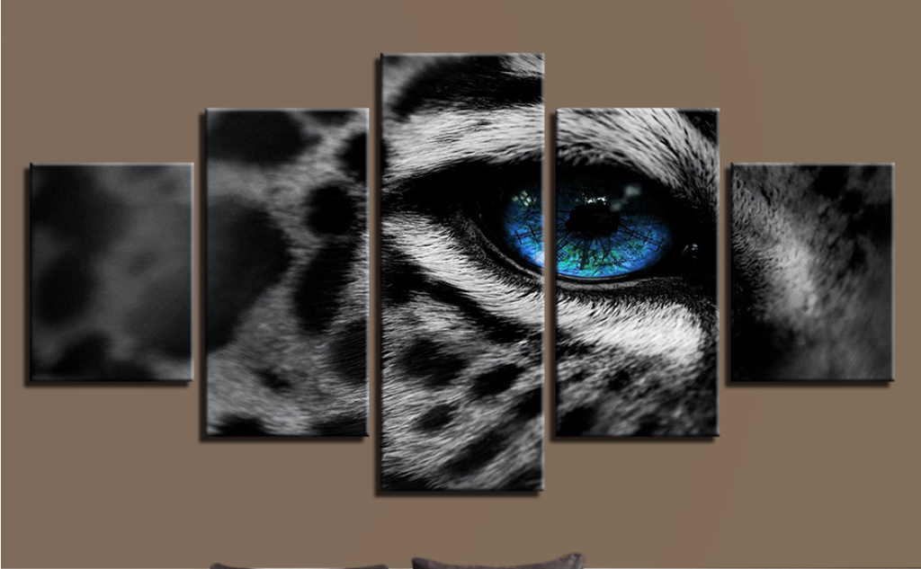 Pine Stretched  Framed 5 Panels - The Eyes