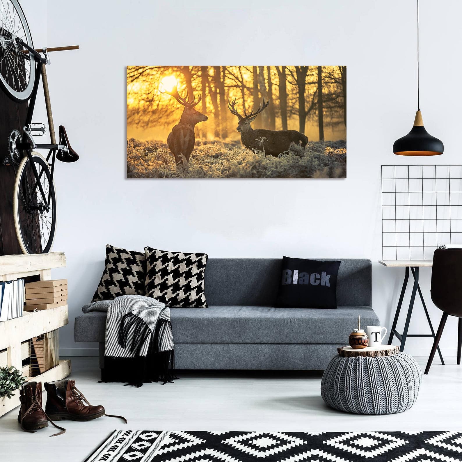 Pine Stretched  Framed 1 Panel - Red Deer