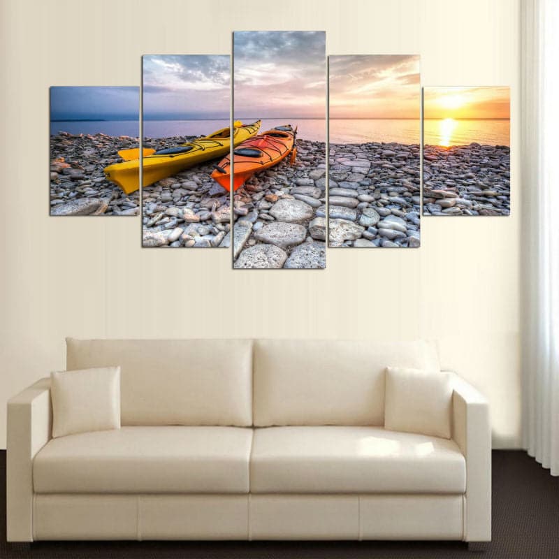 Framed 5 Panels - NZ Beach