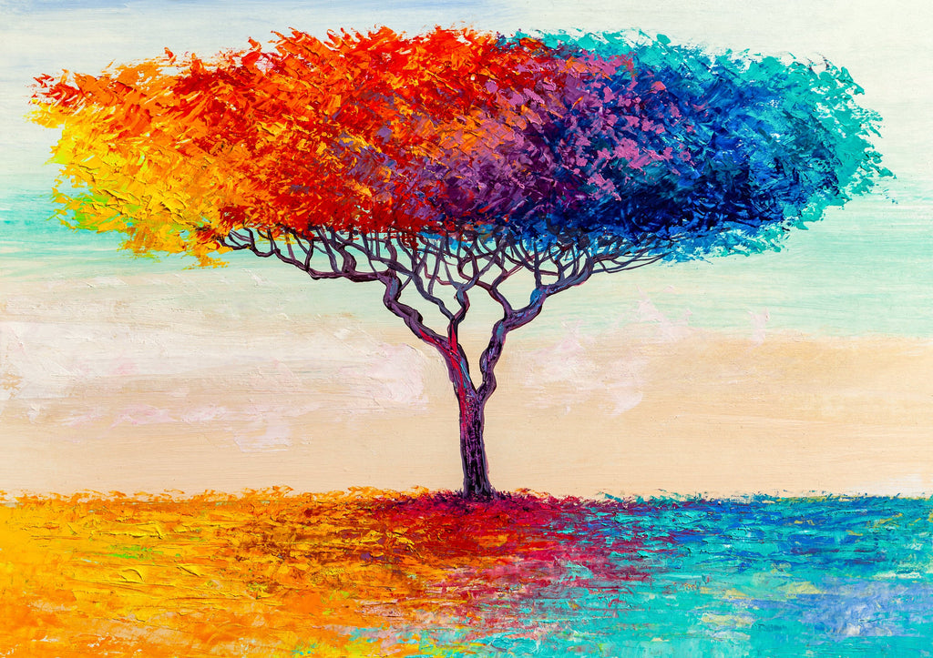 Pine Stretched  Framed 1 Panel - Rainbow Tree