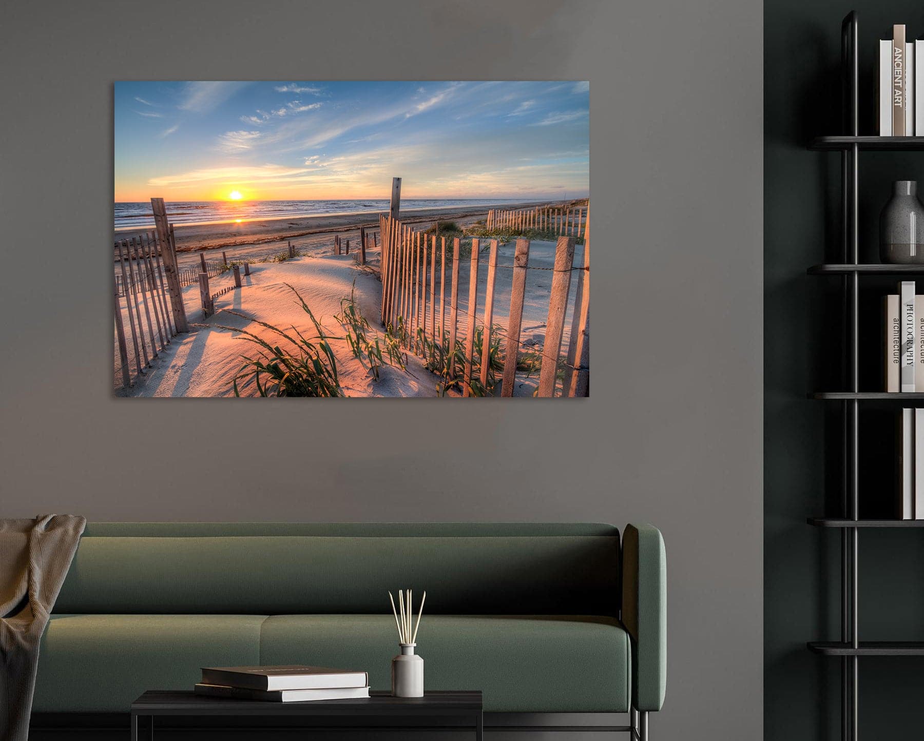Framed 1 Panel - Outer Banks Beach at Sunrise from the Sand Dunes