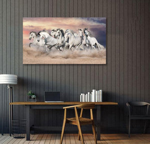 Framed 1 Panel - White Horses