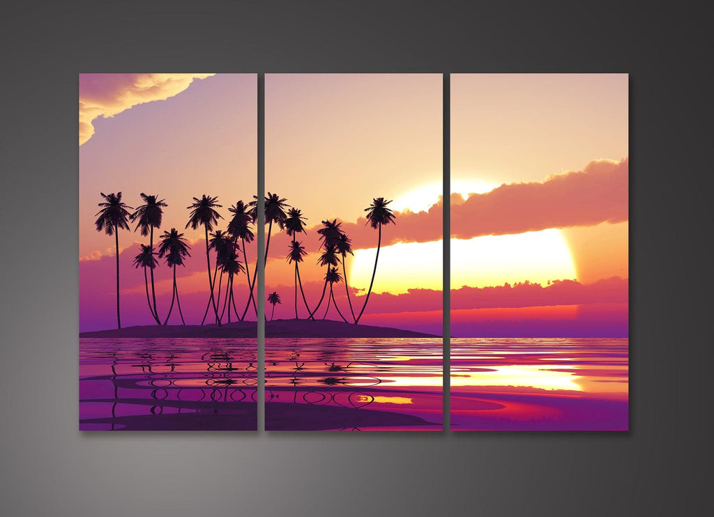 Framed 3 Panels - Purple Sunset in Clouds