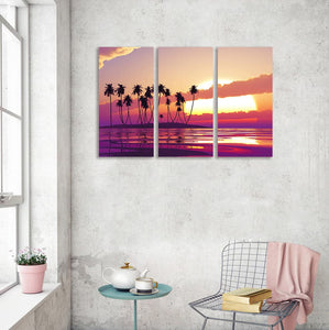 Framed 3 Panels - Purple Sunset in Clouds