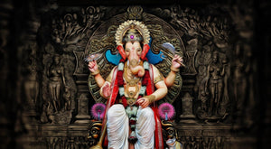 Pine Stretched  Framed 1 Panel - Ganesha