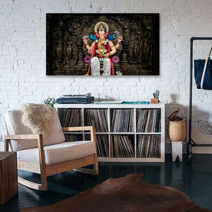 Pine Stretched  Framed 1 Panel - Ganesha