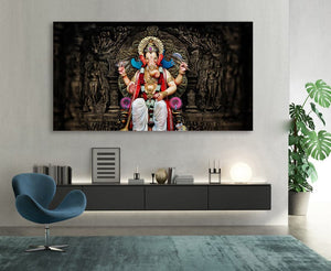 Pine Stretched  Framed 1 Panel - Ganesha
