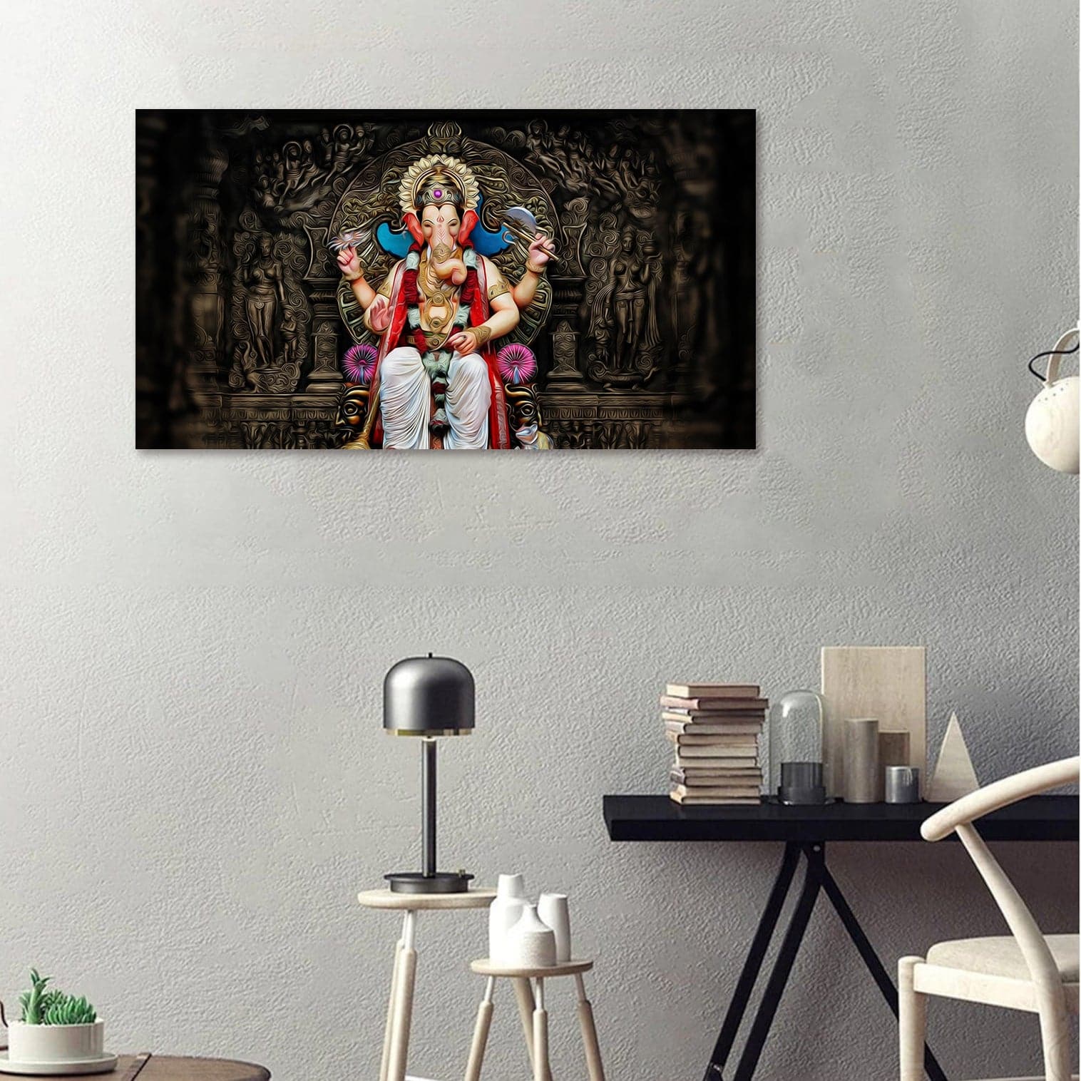 Pine Stretched  Framed 1 Panel - Ganesha