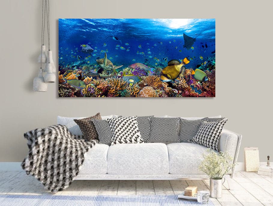 Pine Stretched  Framed 1 Panel - Underwater World