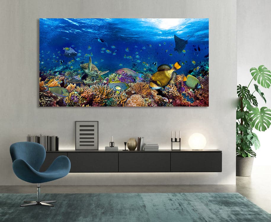 Pine Stretched  Framed 1 Panel - Underwater World