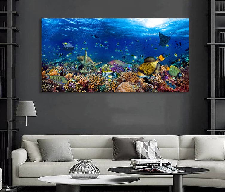Pine Stretched  Framed 1 Panel - Underwater World
