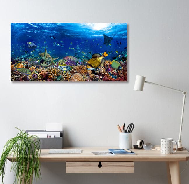 Pine Stretched  Framed 1 Panel - Underwater World