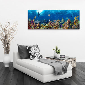 Pine Stretched  Framed 1 Panel - Underwater World