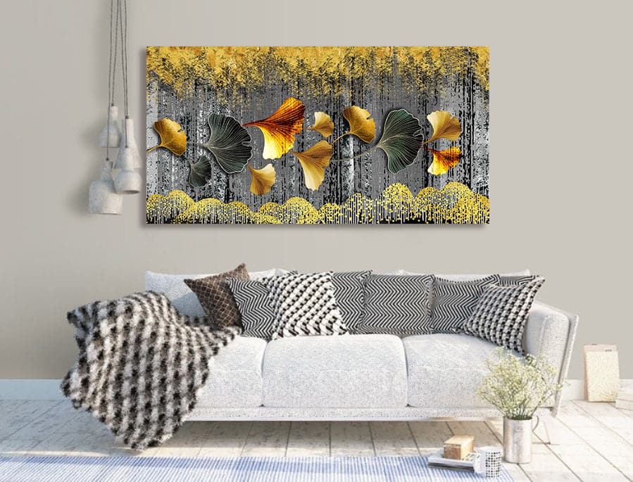 Framed 1 Panel - Ginkgo Leaves (3D style)