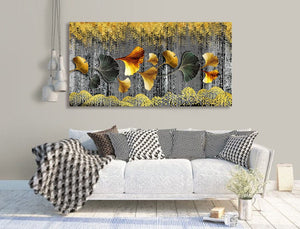 Framed 1 Panel - Ginkgo Leaves (3D style)