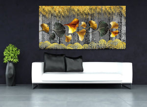Framed 1 Panel - Ginkgo Leaves (3D style)