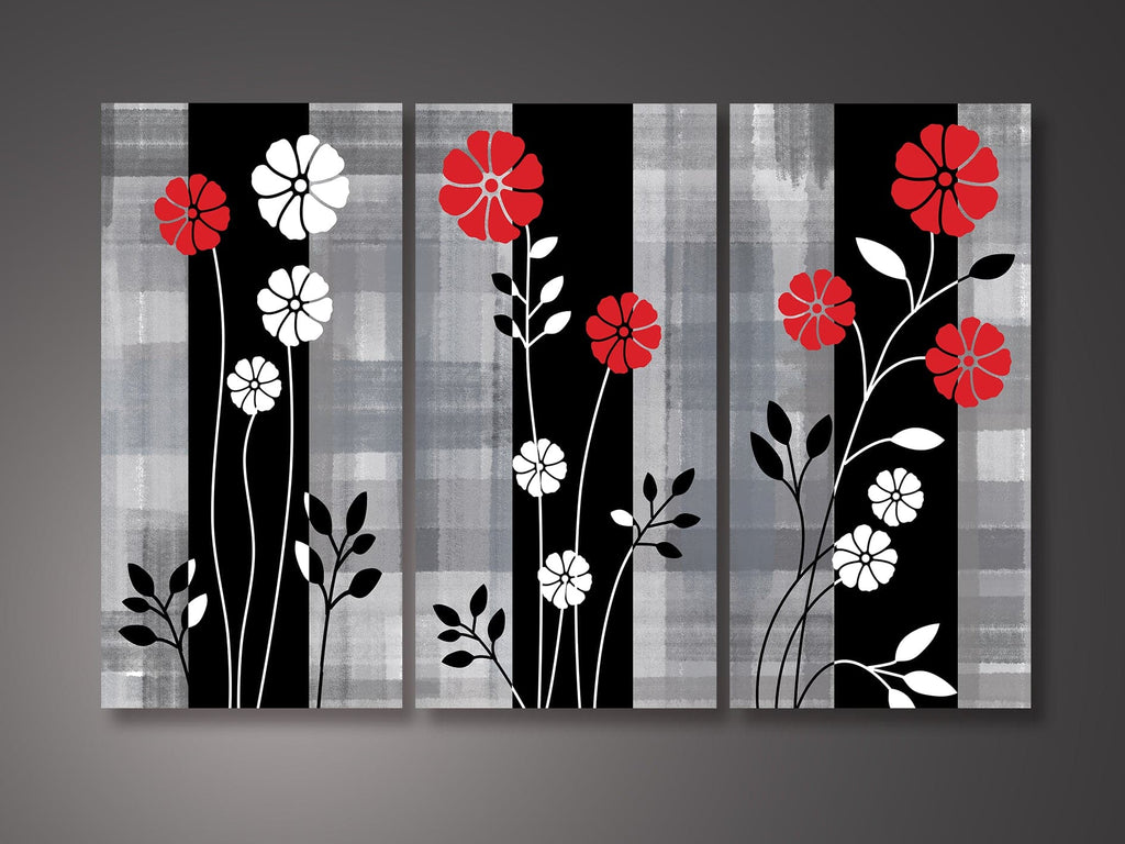 Pine Stretched  Framed 3 Panels - Flower