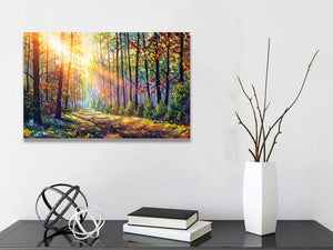 Framed 1 Panel - Autumn Forest in Morning Sunlight