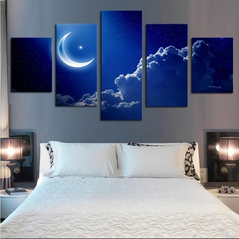 Framed 5 Panels - Moon