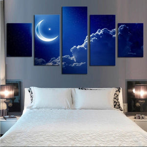 Framed 5 Panels - Moon