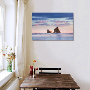 Pine Stretched  Framed 1 Panel - Rocky Islands, Sand Dunes, Wharariki Beach