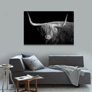Pine Stretched  Framed 1 Panel - Highlander Cow