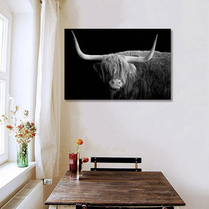 Pine Stretched  Framed 1 Panel - Highlander Cow